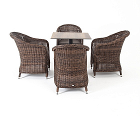 Каффе обеденная группа на 4 персоны, стулья коричневые