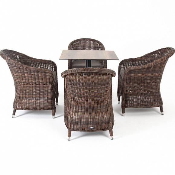 Каффе обеденная группа на 4 персоны, стулья коричневые фото 2