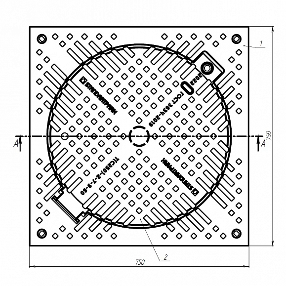 Люк Standartpark в квадратном корпусе Л-60.75.10-ВЧ фото 2