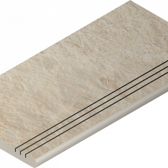 Керамогранитная ступень Italon Манетик X2 Уайт Закругленная Грип 30X60 фото 1