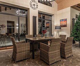 Обеденный комплект Ludwig + Fiona Royal Family из искусственного ротанга, цвет серый