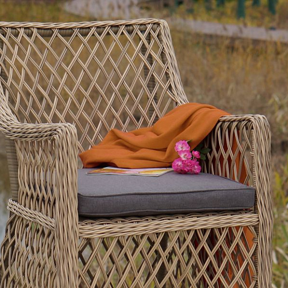Плетеное кресло Латте 4SIS из искусственного ротанга, цвет соломенный фото 7