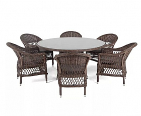 Обеденная группа Эспрессо-150 S 4SIS из искусственного ротанга, цвет коричневый
