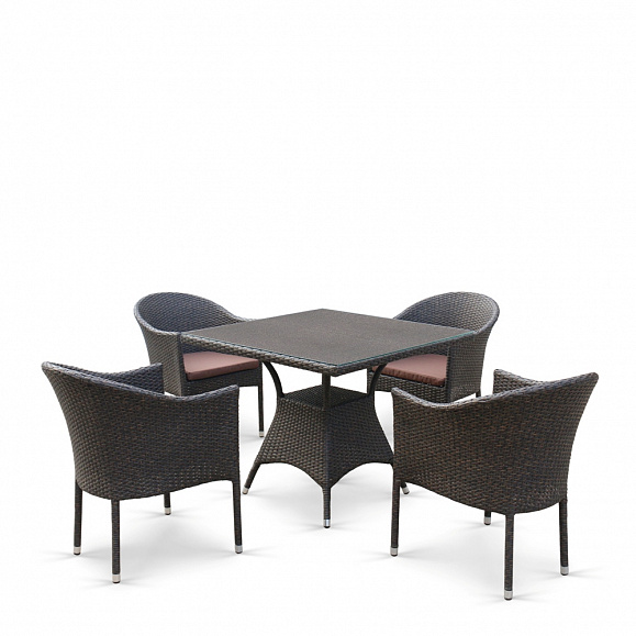 Обеденный комплект плетеной мебели T190B/Y350A-W53 Brown (4+1) фото 1