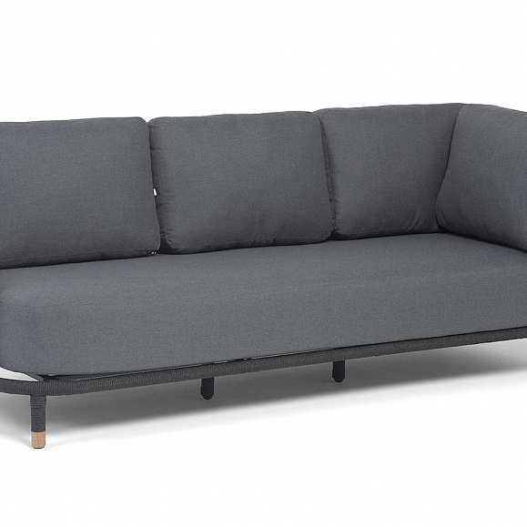 Верона правый-угол модуль плетеный из роупа, каркас алюминий темно-серый (RAL7024) муар, роуп темно-серый круглый, ткань темно-серая 027, L220х89 фото 3