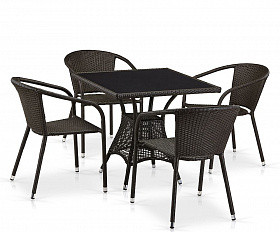 Комплект плетеной мебели T197BT/Y137C-W53 Brown (4+1)