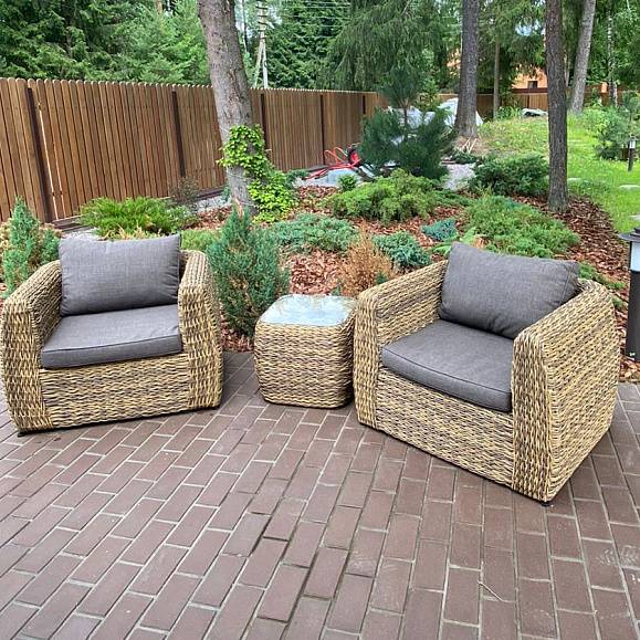 Кальяри кофейный столик из искусственного ротанга (гиацинт), цвет соломенный фото 2