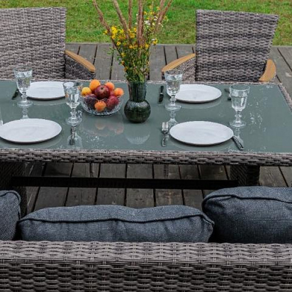 Угловой комплект Zorro Wood Double Royal Family из искусственного ротанга, цвет серый фото 6