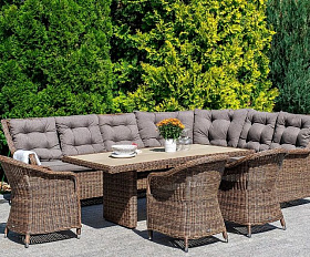 Правый модуль дивана Бергамо 4SIS из искусственного ротанга, цвет коричневый