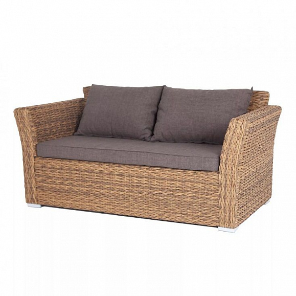 Диван двухместный Капучино 4SIS из искусственного ротанга (гиацинт), цвет соломенный фото 1