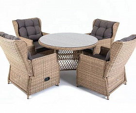 Обеденная группа Лацио 4SIS из искусственного ротанга, цвет соломенный