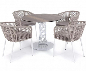 Обеденная группа Диего 4SIS из роупа (веревки), цвет бежевый