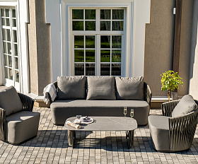 Флоренция лаунж-зона из искусственного ротанга, цвет графит