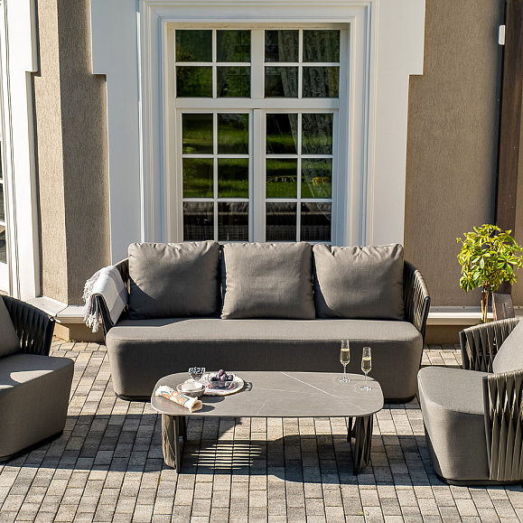 Флоренция лаунж-зона из искусственного ротанга, цвет графит фото 3