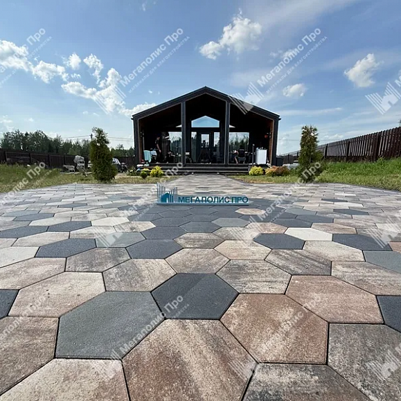 Тротуарная плитка Выбор Соты - Б.3.Ш.6 60 мм Стандарт Черный фото 3