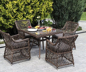 Плетеная обеденная группа Айриш 4SIS из искусственного ротанга, цвет коричневый
