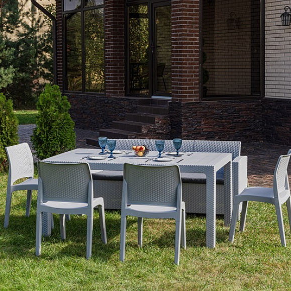 Обеденный комплект July XL Royal Family из пластика, цвет светло-серый фото 1