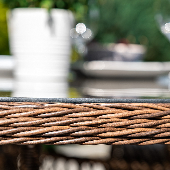 Эспрессо плетеный круглый стол, диаметр 150 см, цвет коричневый фото 7