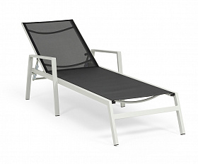 Парма шезлонг, каркас алюминий светло-серый (RAL7035) муар, ткань текстилен темно-серая