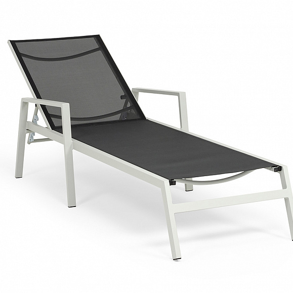 Парма шезлонг, каркас алюминий светло-серый (RAL7035) муар, ткань текстилен темно-серая фото 4