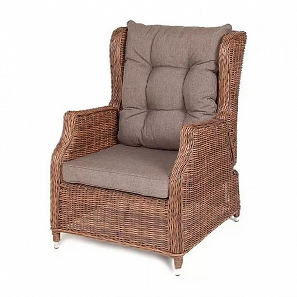 Плетеное кресло раскладное Форио 4SIS из искусственного ротанга, цвет коричневый фото 1