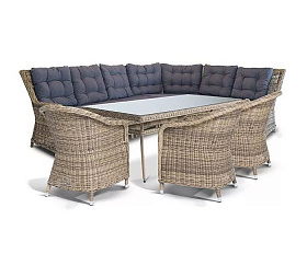 Обеденная группа Базелла 4SIS из искусственного ротанга, цвет соломенный