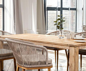 Обеденная группа Мадейра 4SIS из роупа (веревки) на 6 персон, цвет бежевый