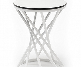 Сантьяго журнальный стол из HPL круглый Ø40 H55, каркас из стали белый, цвет столешницы молочный