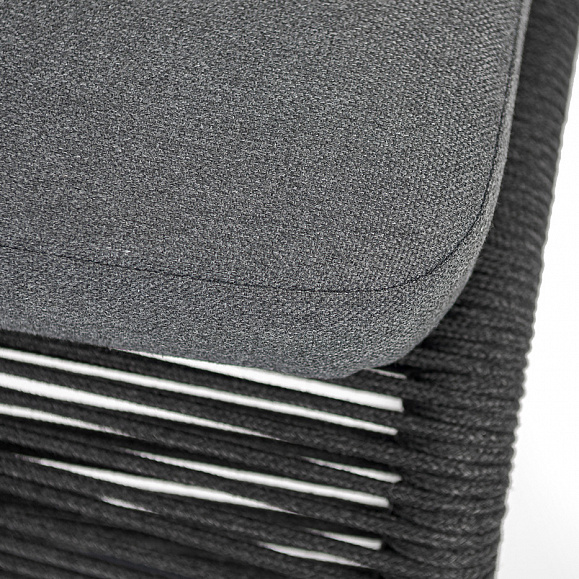 Ането стул барный плетеный из роупа, каркас алюминий темно-серый (RAL7024) муар, роуп темно-серый круглый, ткань темно-серая 027 фото 6