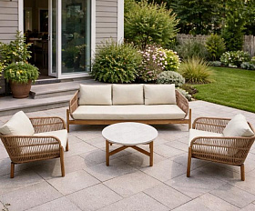 Лаунж-зона Eleonora Royal Family из натурального дерева с 3-хместным диваном