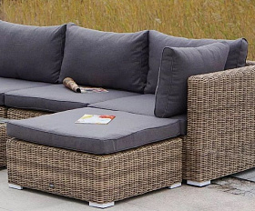 Лаунж-зона трансформирующаяся Лунго 4SIS из искусственного ротанга, цвет соломенный