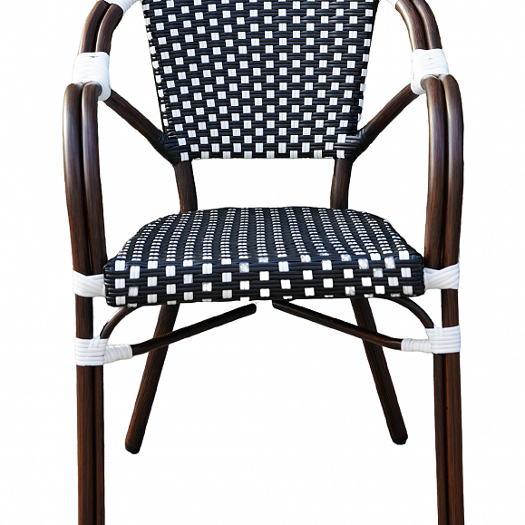 Кабри обеденная группа плетеная на 4 персоны, цвет черно-белый фото 5