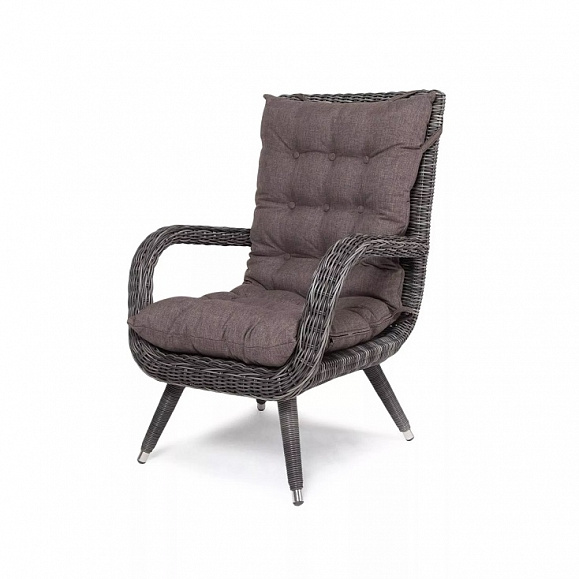 Плетеное кресло Толедо 4SIS из искусственного ротанга, цвет графит фото 1