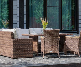 Угловой комплект Zorro Wood Double Royal Family из искусственного ротанга, цвет коричневый