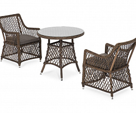 Обеденная группа Эспрессо-80 L 4SIS из искусственного ротанга, цвет коричневый