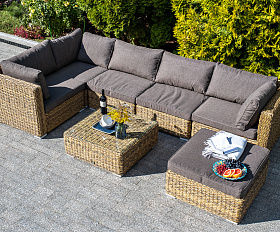 Лунго трансформирующаяся лаунж-зона из искусственного ротанга (гиацинт), цвет соломенный