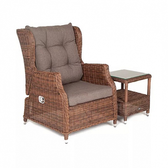 Плетеное кресло раскладное Форио 4SIS из искусственного ротанга, цвет коричневый фото 4