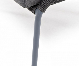 Кресло плетеное Милан 4SIS из роупа, каркас алюминий темно-серый (RAL7024), роуп темно-серый круглый, ткань темно-серая 019