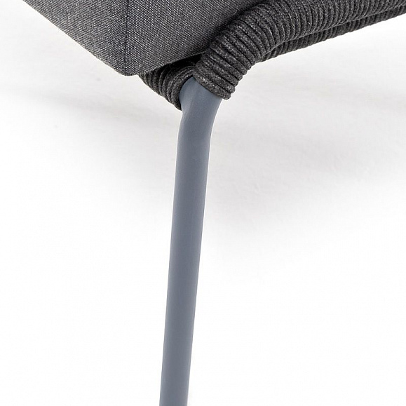 Кресло плетеное Милан 4SIS из роупа, каркас алюминий темно-серый (RAL7024), роуп темно-серый круглый, ткань темно-серая 019 фото 5