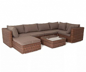 Лаунж-зона трансформирующаяся Лунго 4SIS из искусственного ротанга, цвет коричневый