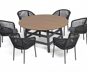 Рио обеденная группа на 6 персон, стол HPL дуб, цвет темно-серый
