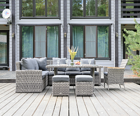 Угловой комплект Zorro Wood Royal Family из искусственного ротанга, цвет серый