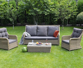 Лаунж-зона Гляссе 4SIS из искусственного ротанга, цвет соломенный