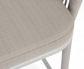 Марсель стул полубарный плетеный из роупа, каркас из стали светло-серый (RAL7035) муар, роуп бежевый круглый, ткань Mossle бежевая, пос.H65