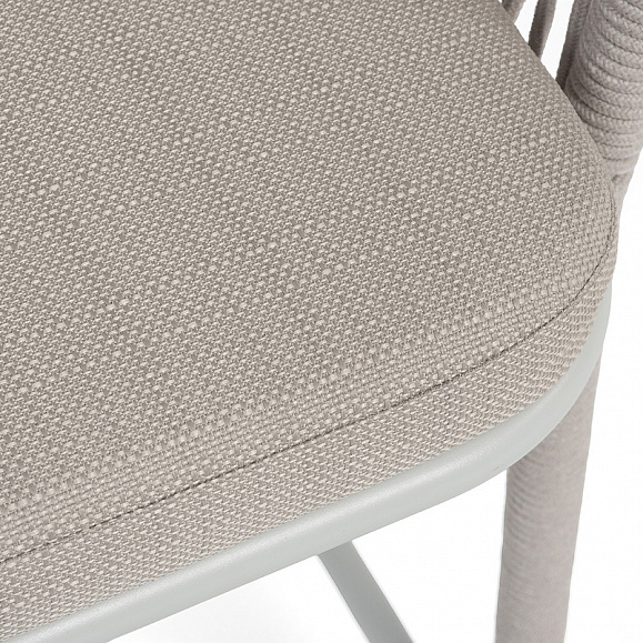 Марсель стул полубарный плетеный из роупа, каркас из стали светло-серый (RAL7035) муар, роуп бежевый круглый, ткань Mossle бежевая, пос.H65 фото 7