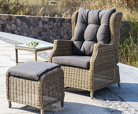 Плетеное кресло раскладное Форио 4SIS из искусственного ротанга, цвет соломенный