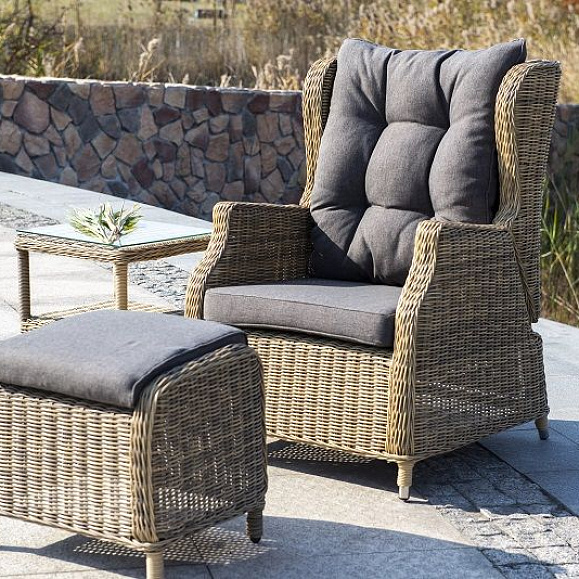 Плетеное кресло раскладное Форио 4SIS из искусственного ротанга, цвет соломенный фото 7