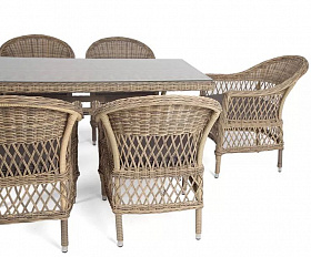 Обеденная группа Амароне 4SIS из искусственного ротанга, цвет соломенный