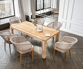Обеденная группа Мадейра 4SIS из роупа (веревки) на 6 персон, цвет бежевый