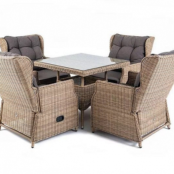 Обеденная группа Форио 4SIS из искусственного ротанга, цвет соломенный фото 2